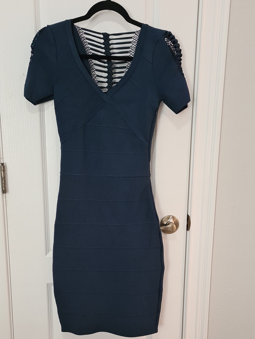 Reiss - Women’s Blue Bodycon Dress with Lattice Back